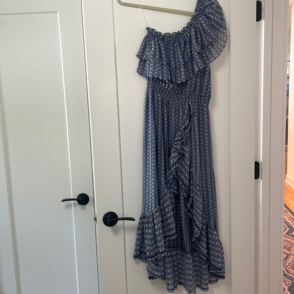 MISA LOS ANGELES Blue one shoulder dress